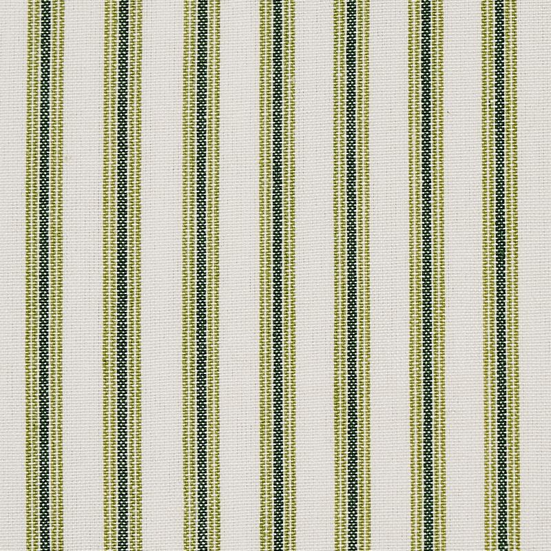 Schumacher Wellfleet Ticking Stripe Green Fabric