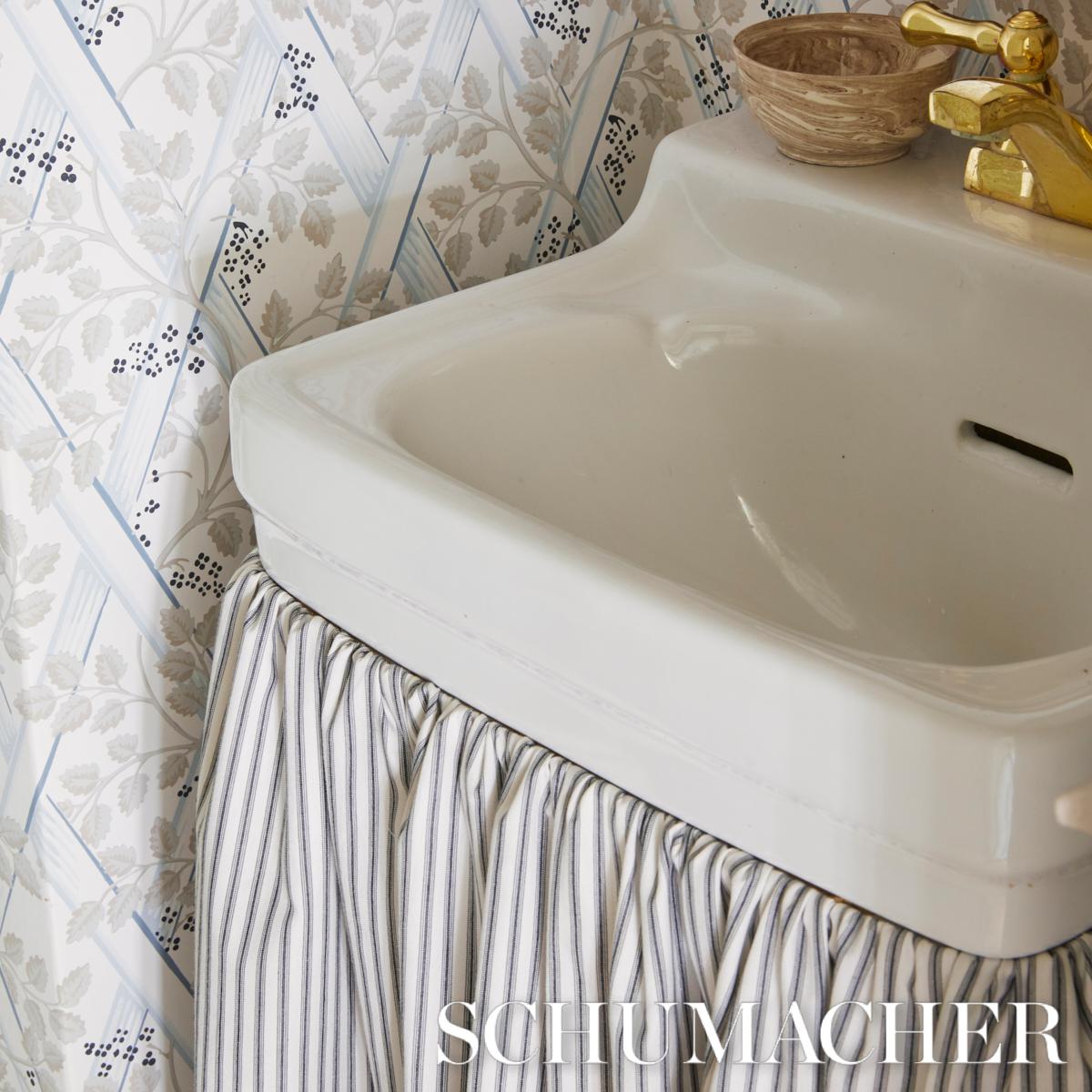 Schumacher Wellfleet Ticking Stripe Black Fabric