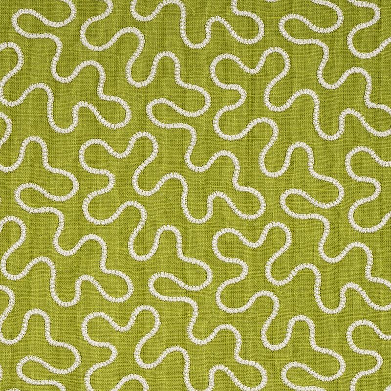 Schumacher Meander Embroidery Leaf Fabric