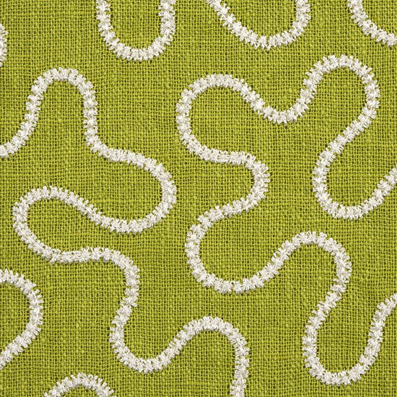 Schumacher Meander Embroidery Leaf Fabric