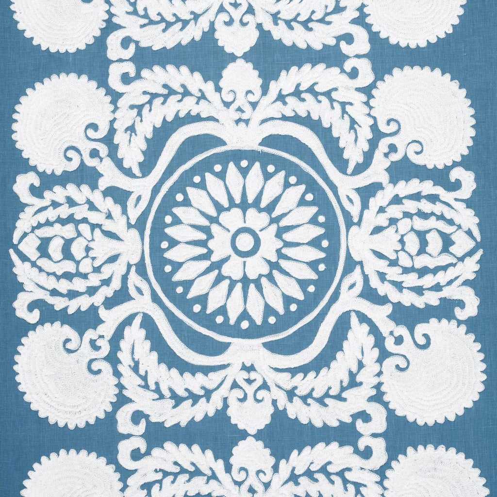 Schumacher Castanet Embroidery Chambray Fabric