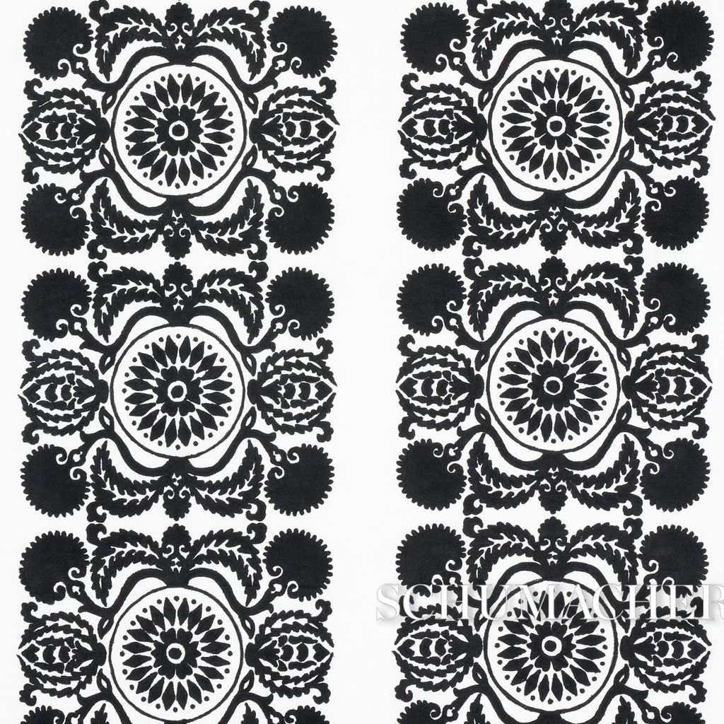 Schumacher Castanet Embroidery Black Fabric