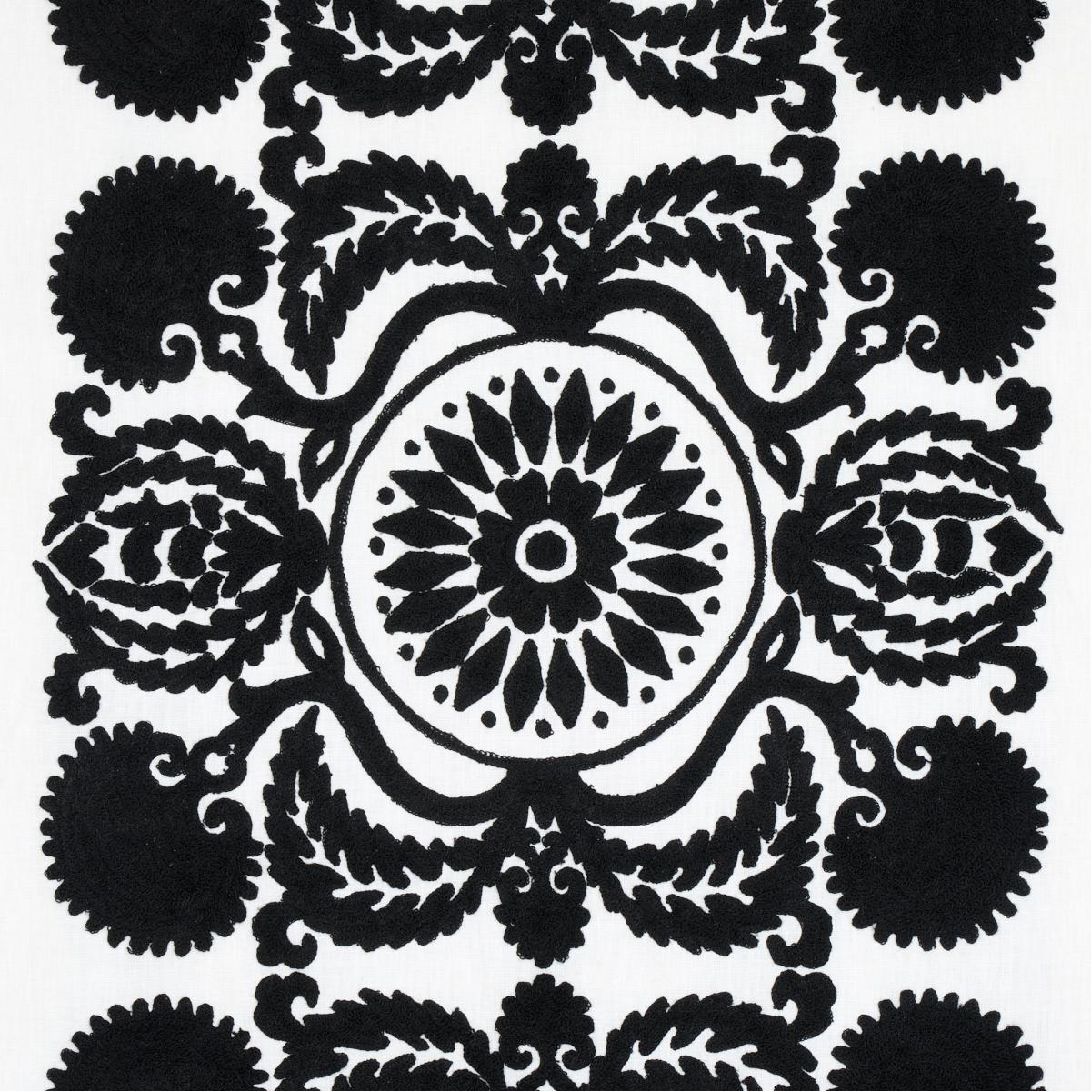 Schumacher Castanet Embroidery Black Fabric