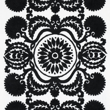 Schumacher Castanet Embroidery Black Fabric
