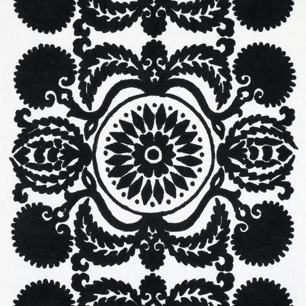 Schumacher Castanet Embroidery Black Fabric