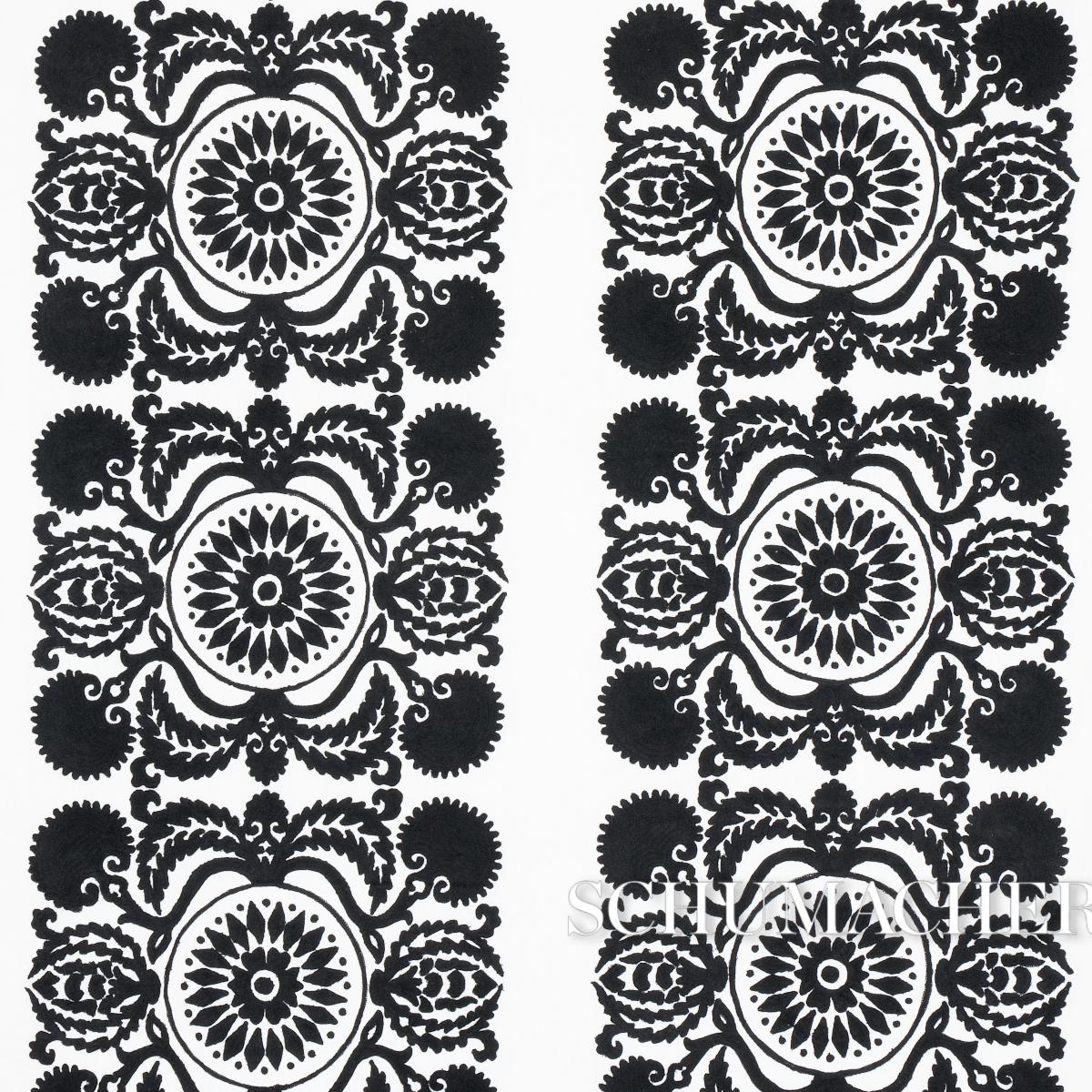 Schumacher Castanet Embroidery Black Fabric