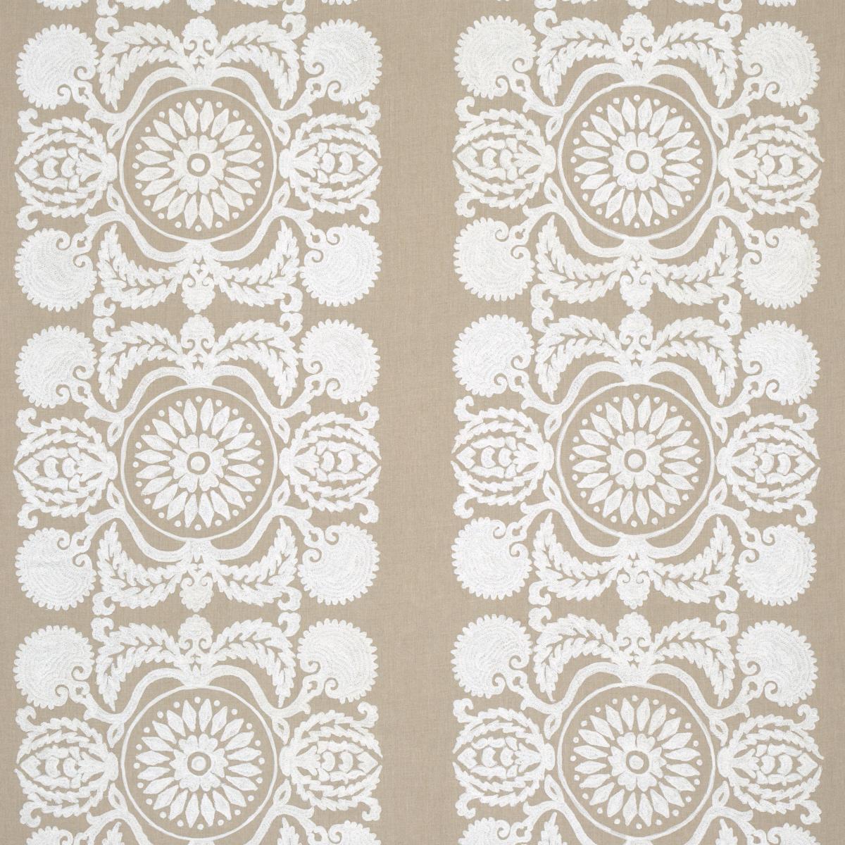 Schumacher Castanet Embroidery Natural Fabric