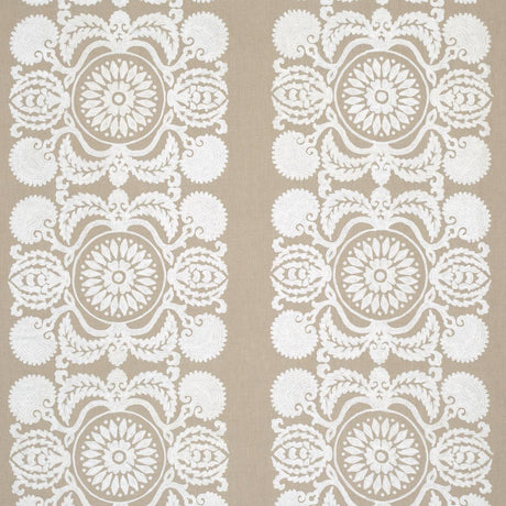 Schumacher Castanet Embroidery Natural Fabric