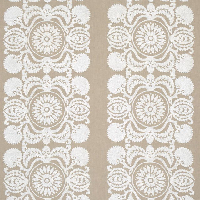 Schumacher Castanet Embroidery Natural Fabric