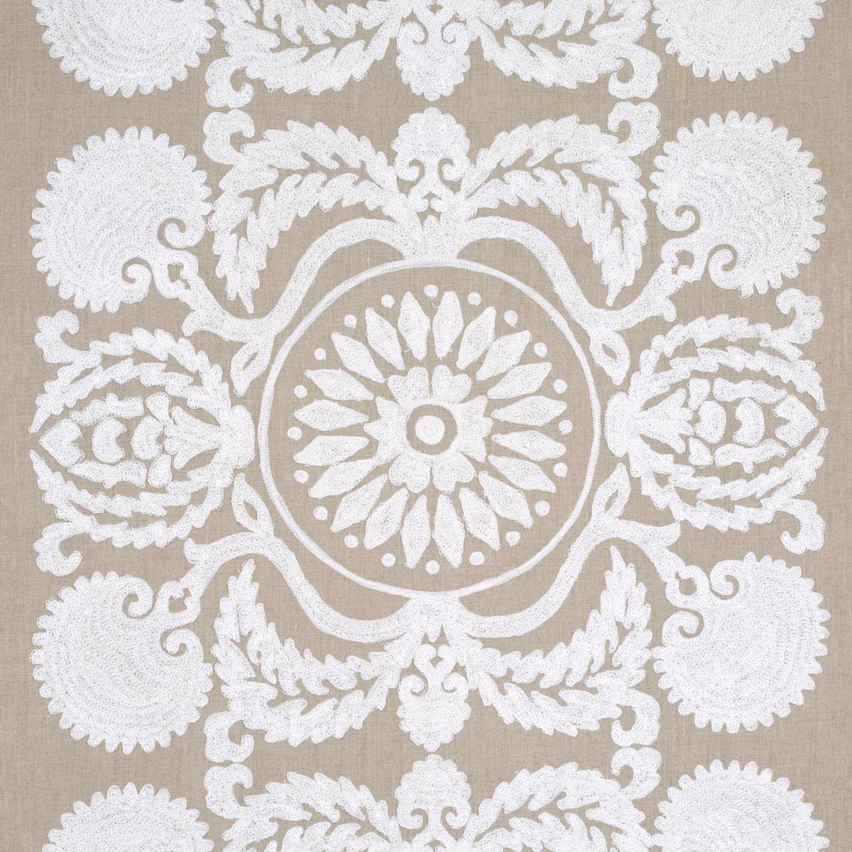 Schumacher Castanet Embroidery Natural Fabric