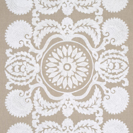 Schumacher Castanet Embroidery Natural Fabric