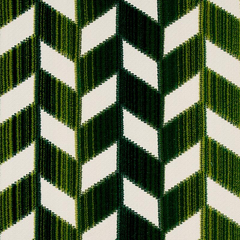 Schumacher Chevron Stri Velvet Emerald Fabric