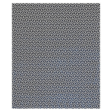 Schumacher Ming Fret Velvet Navy Fabric