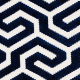 Schumacher Ming Fret Velvet Navy Fabric