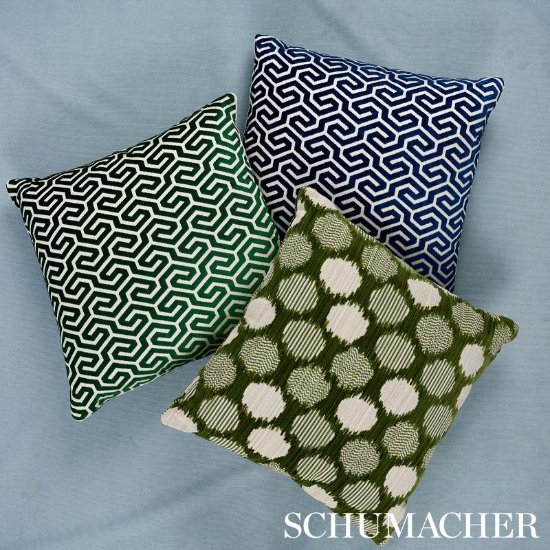 Schumacher Ming Fret Velvet Navy Fabric
