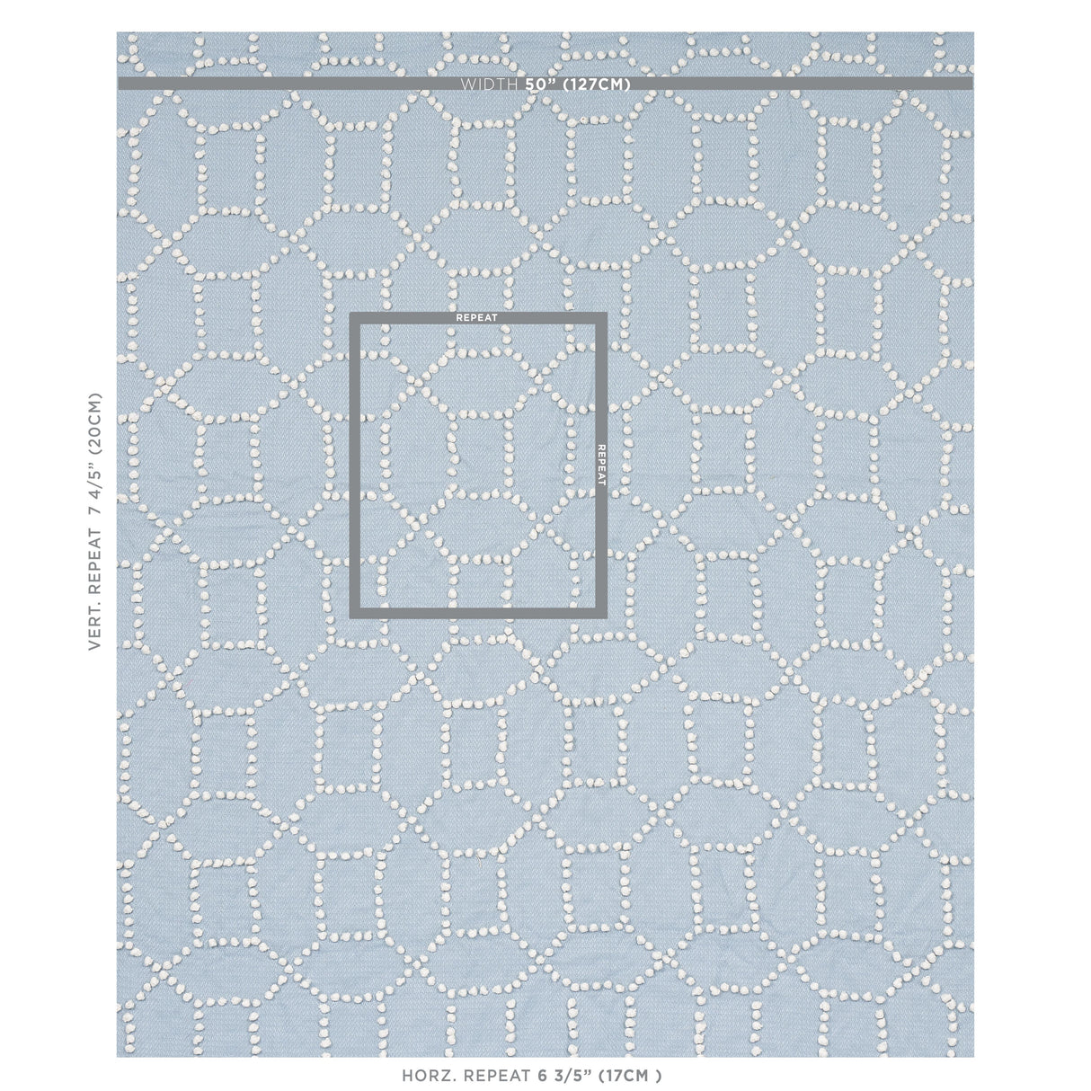 Schumacher Vento Embroidery Sky Fabric