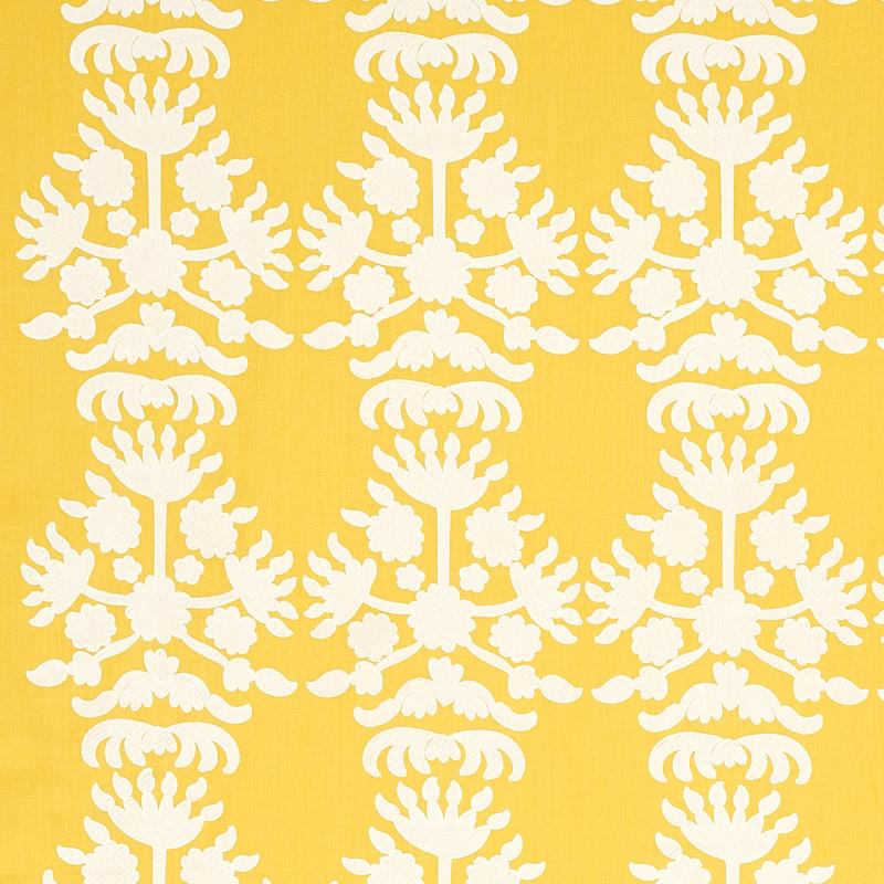 Schumacher Cybele Embroidery Yellow Fabric