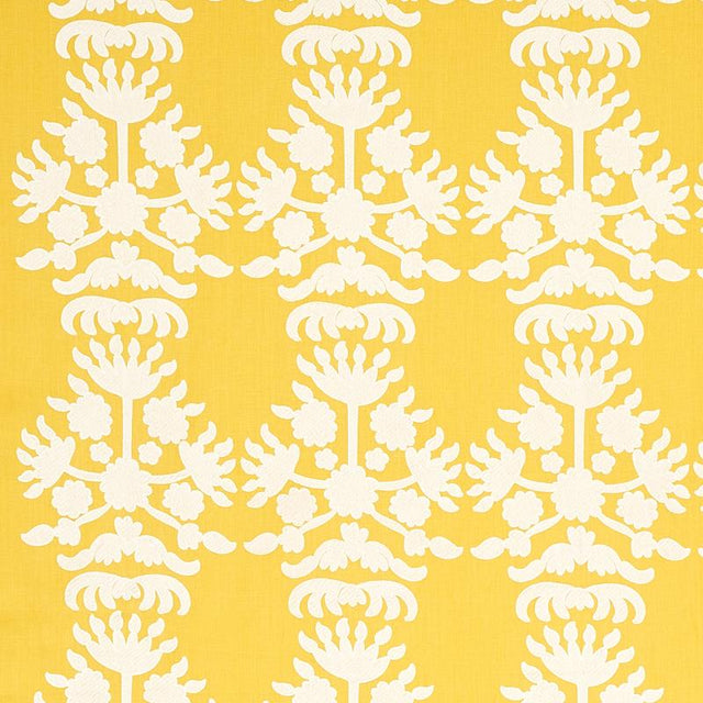 Schumacher Cybele Embroidery Yellow Fabric