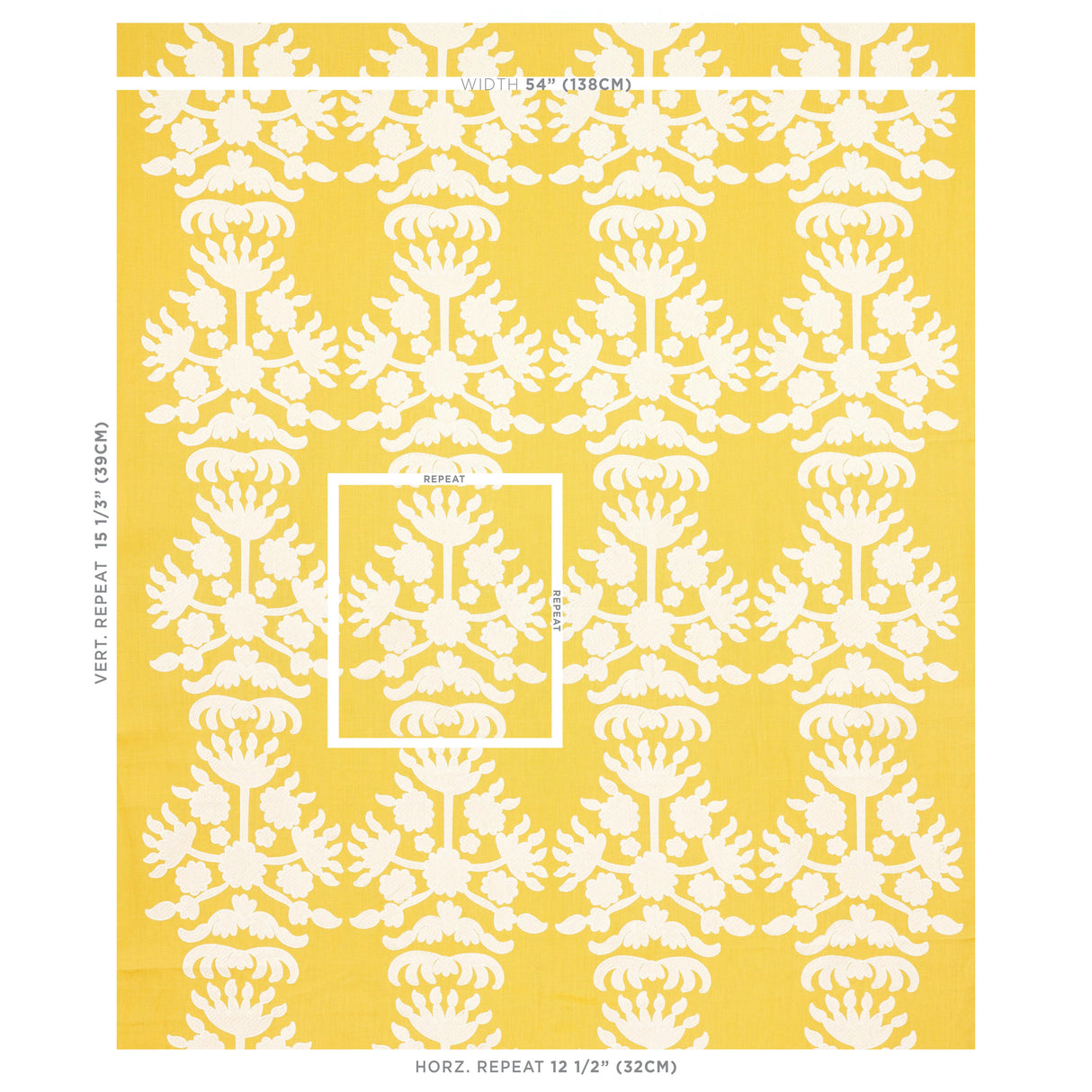 Schumacher Cybele Embroidery Yellow Fabric