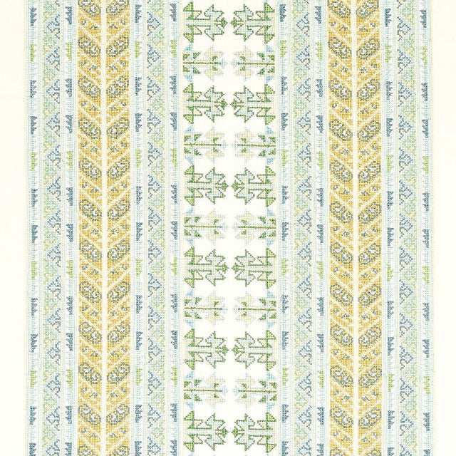 Schumacher Vinka Embroidery Mineral & Ivory Fabric