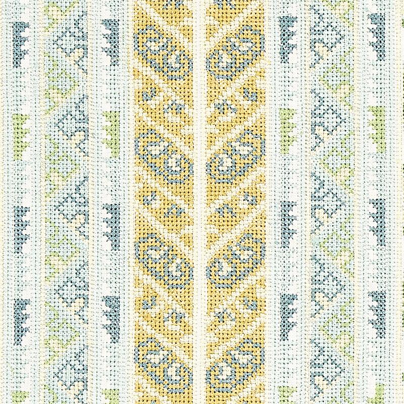 Schumacher Vinka Embroidery Mineral & Ivory Fabric