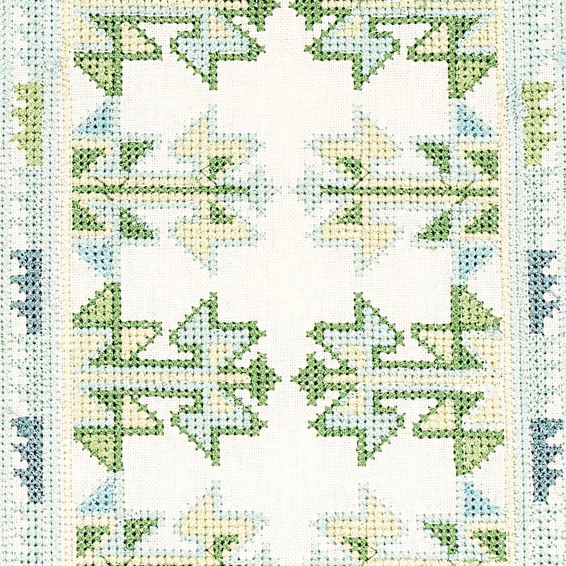 Schumacher Vinka Embroidery Mineral & Ivory Fabric