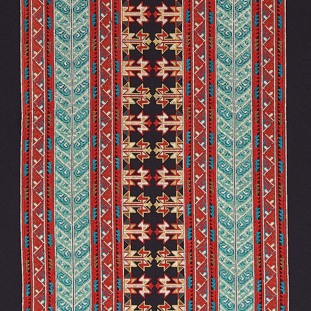 Schumacher Vinka Embroidery Red & Black Fabric