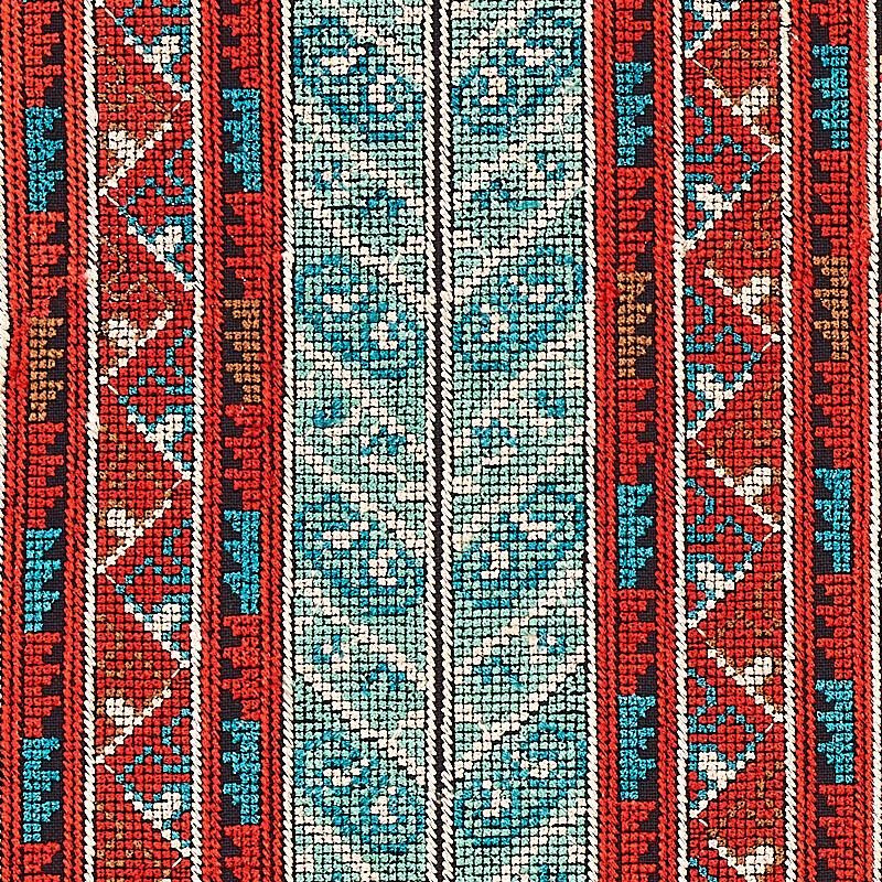 Schumacher Vinka Embroidery Red & Black Fabric