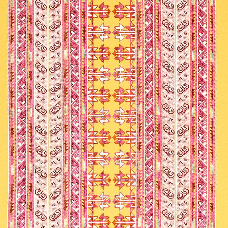 Schumacher Vinka Embroidery Pink & Yellow Fabric