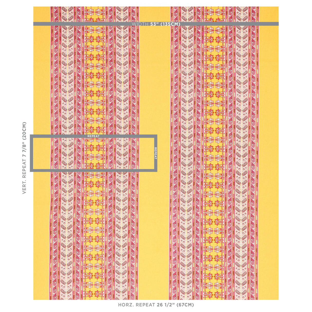 Schumacher Vinka Embroidery Pink & Yellow Fabric