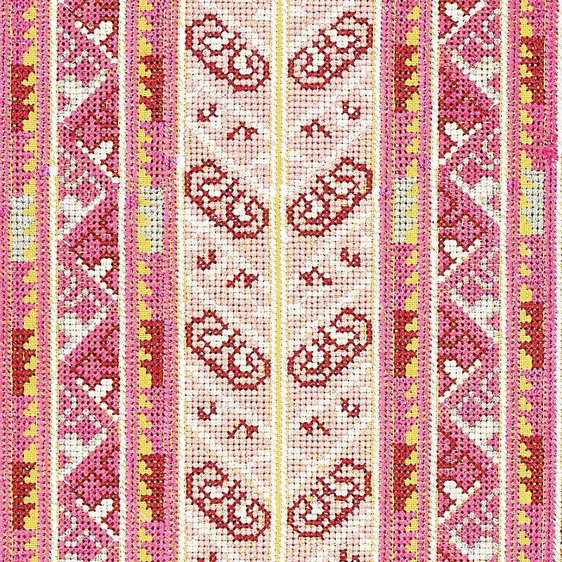 Schumacher Vinka Embroidery Pink & Yellow Fabric