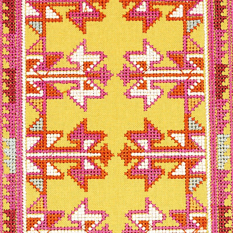 Schumacher Vinka Embroidery Pink & Yellow Fabric