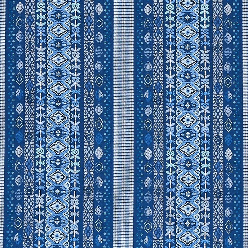 Schumacher Cosima Embroidery Blue Multi Fabric