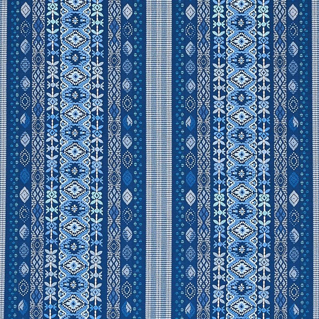 Schumacher Cosima Embroidery Blue Multi Fabric
