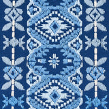 Schumacher Cosima Embroidery Blue Multi Fabric