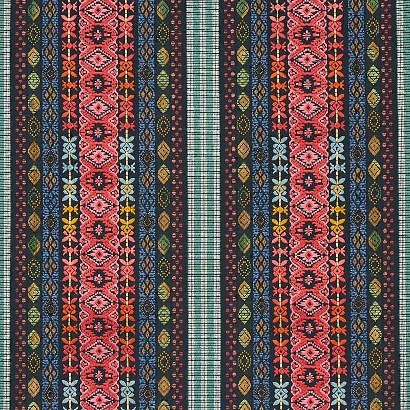 Schumacher Cosima Embroidery Carbon Multi Fabric
