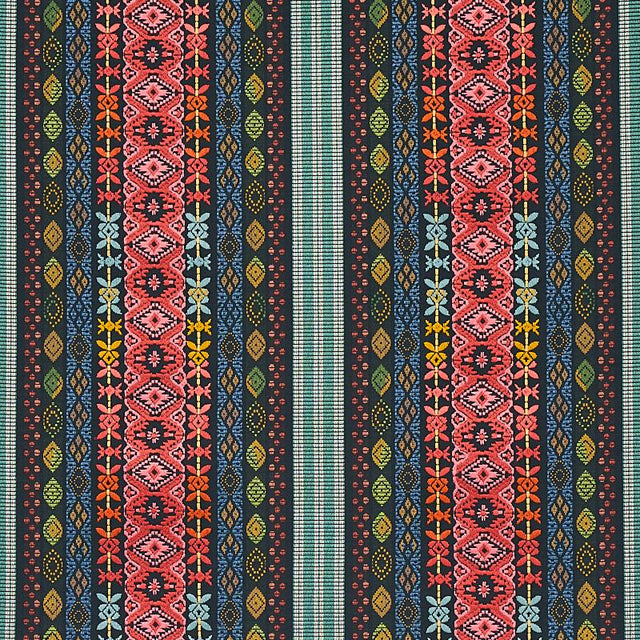 Schumacher Cosima Embroidery Carbon Multi Fabric