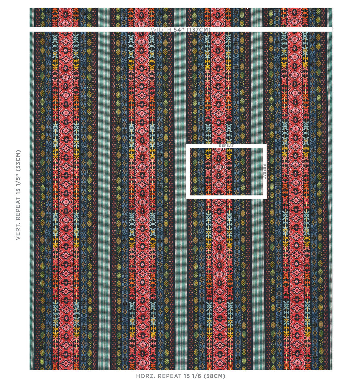 Schumacher Cosima Embroidery Carbon Multi Fabric