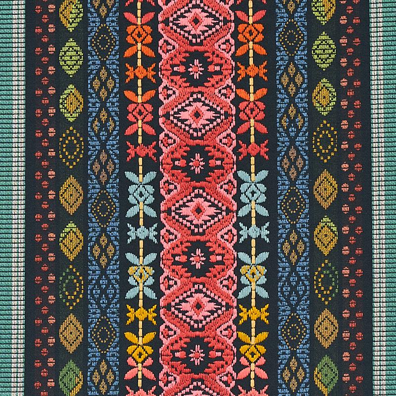 Schumacher Cosima Embroidery Carbon Multi Fabric