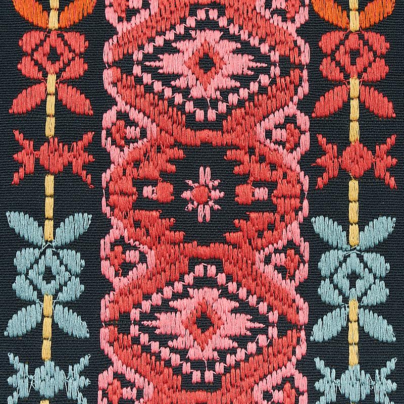 Schumacher Cosima Embroidery Carbon Multi Fabric