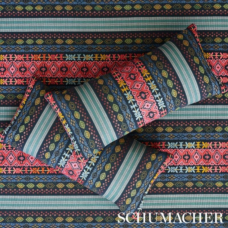 Schumacher Cosima Embroidery Carbon Multi Fabric