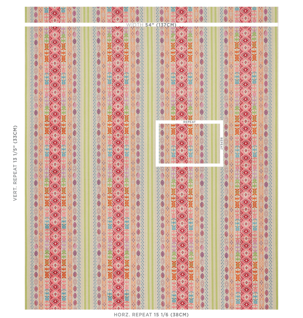 Schumacher Cosima Embroidery Pink Multi Fabric