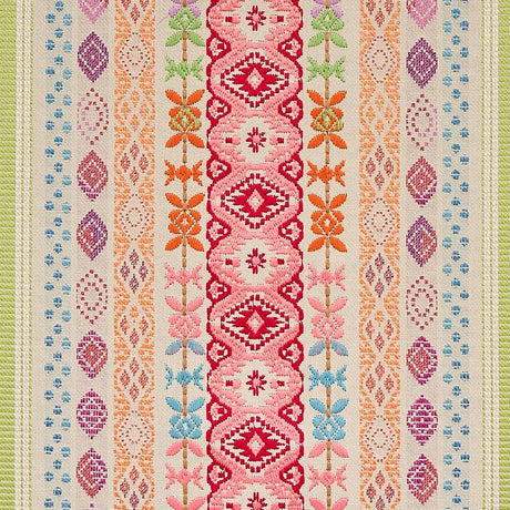 Schumacher Cosima Embroidery Pink Multi Fabric