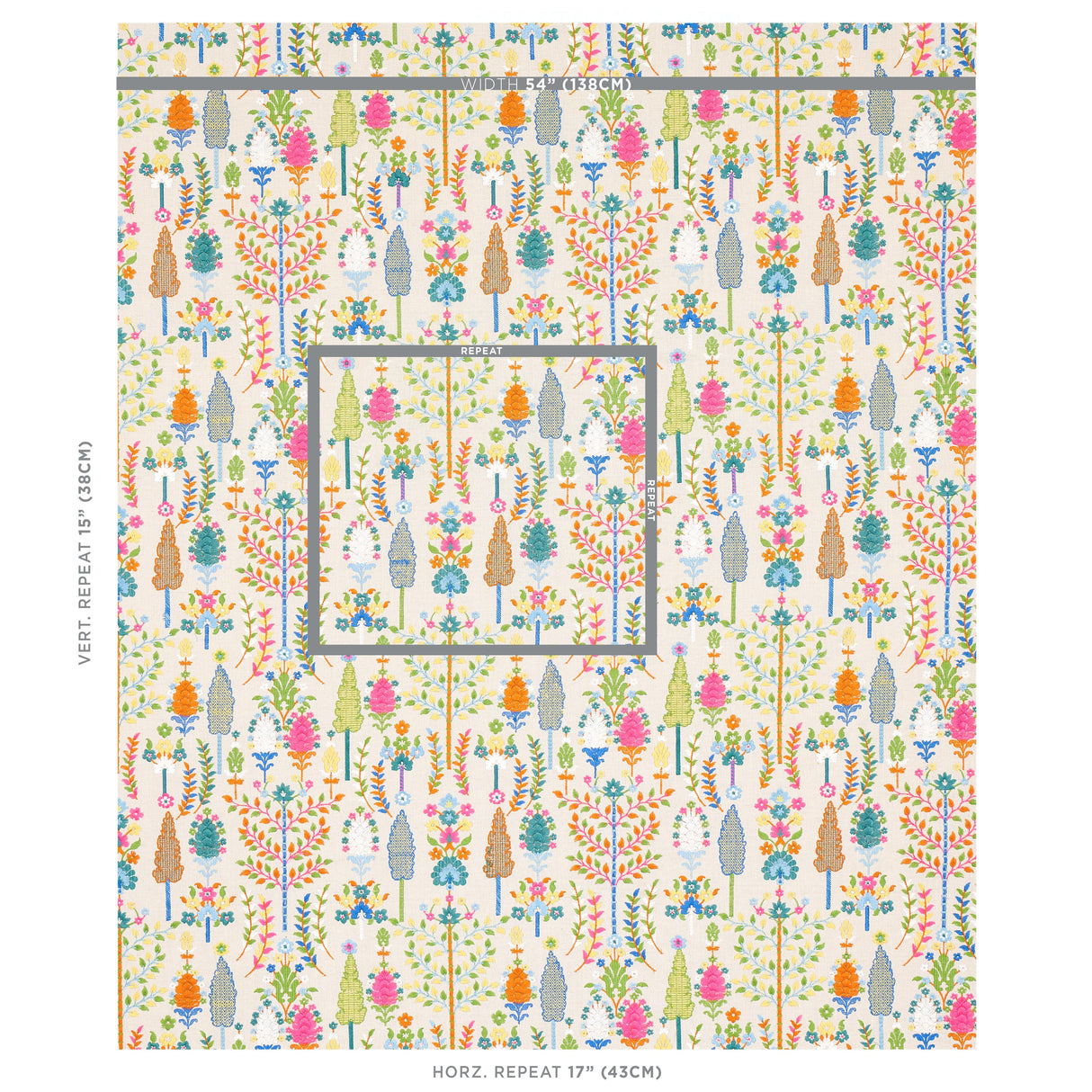 Schumacher Desna Embroidery Multi Fabric