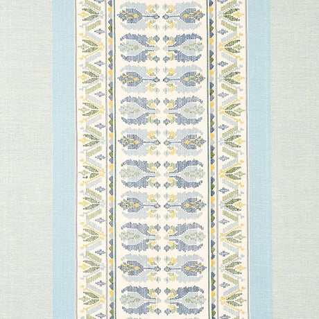 Schumacher Sandor Stripe Embroidery Chambray Fabric