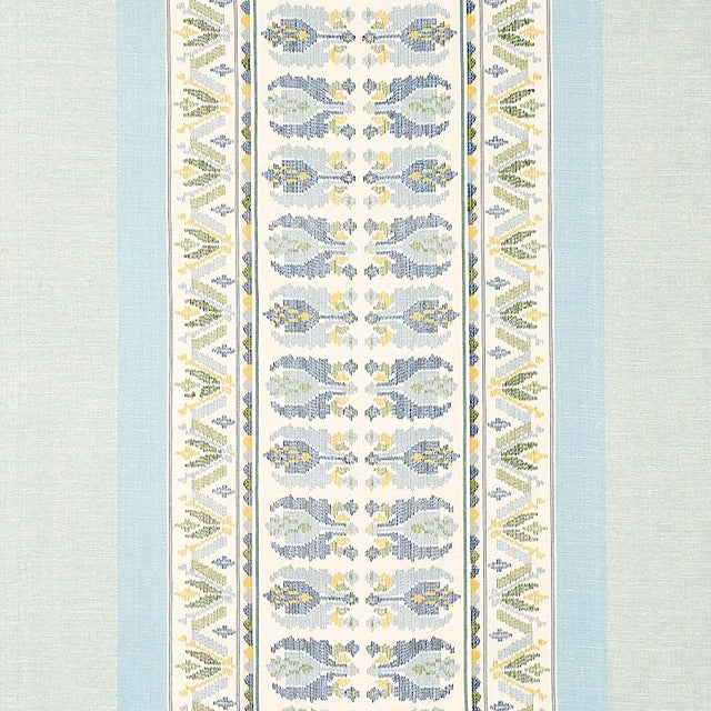 Schumacher Sandor Stripe Embroidery Chambray Fabric