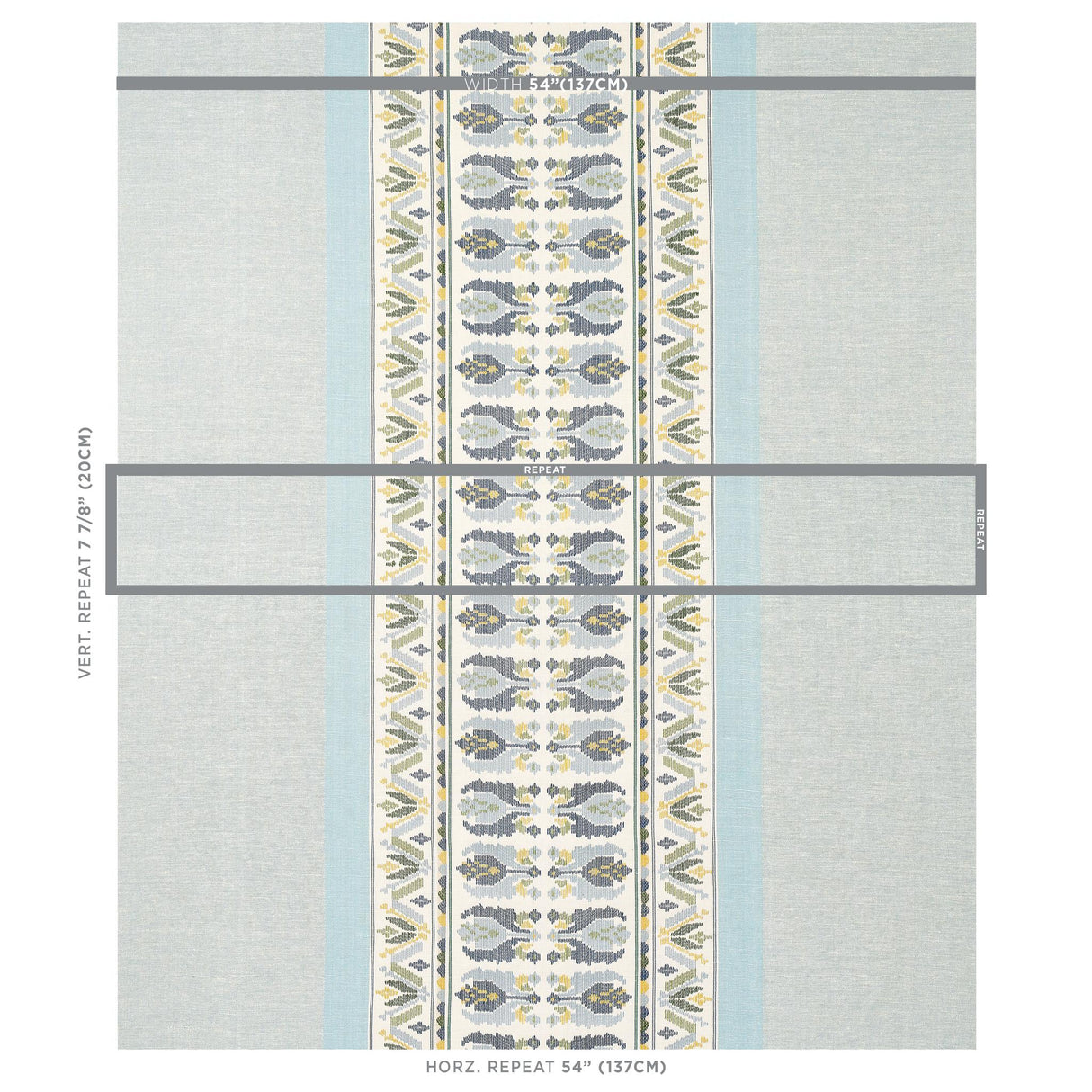 Schumacher Sandor Stripe Embroidery Chambray Fabric