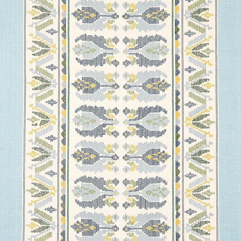 Schumacher Sandor Stripe Embroidery Chambray Fabric