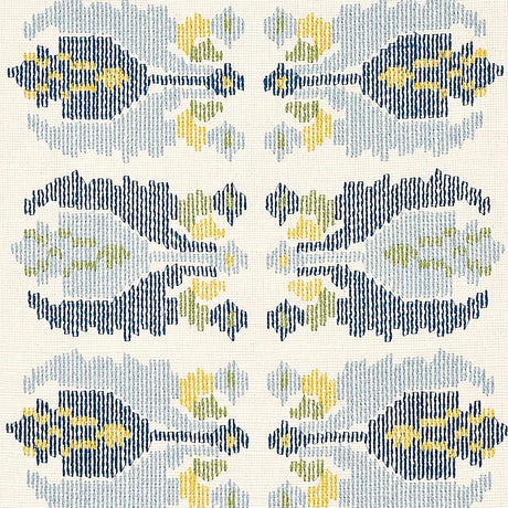 Schumacher Sandor Stripe Embroidery Chambray Fabric