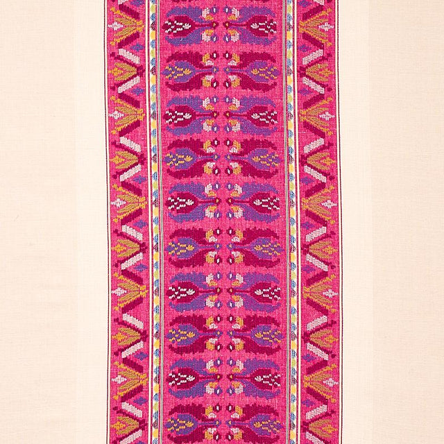 Schumacher Sandor Stripe Embroidery Magenta Fabric